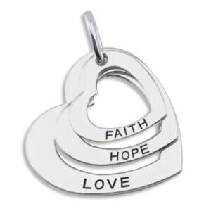 NWT Fashion Women's 925 Sterling Silver Faith Hope Love 3 Heart Pendant